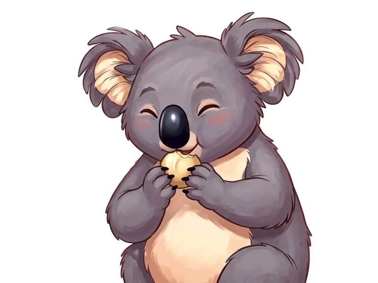 The koala eating the macadamia